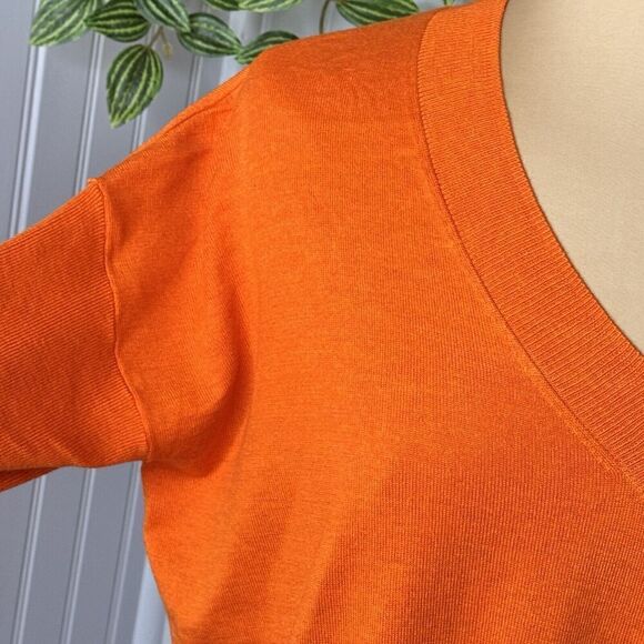 NWT Sz S MNG Orange Long Sleeve V-Neck Casual Pullover Womens Sweater Mango - Picture 8 of 16